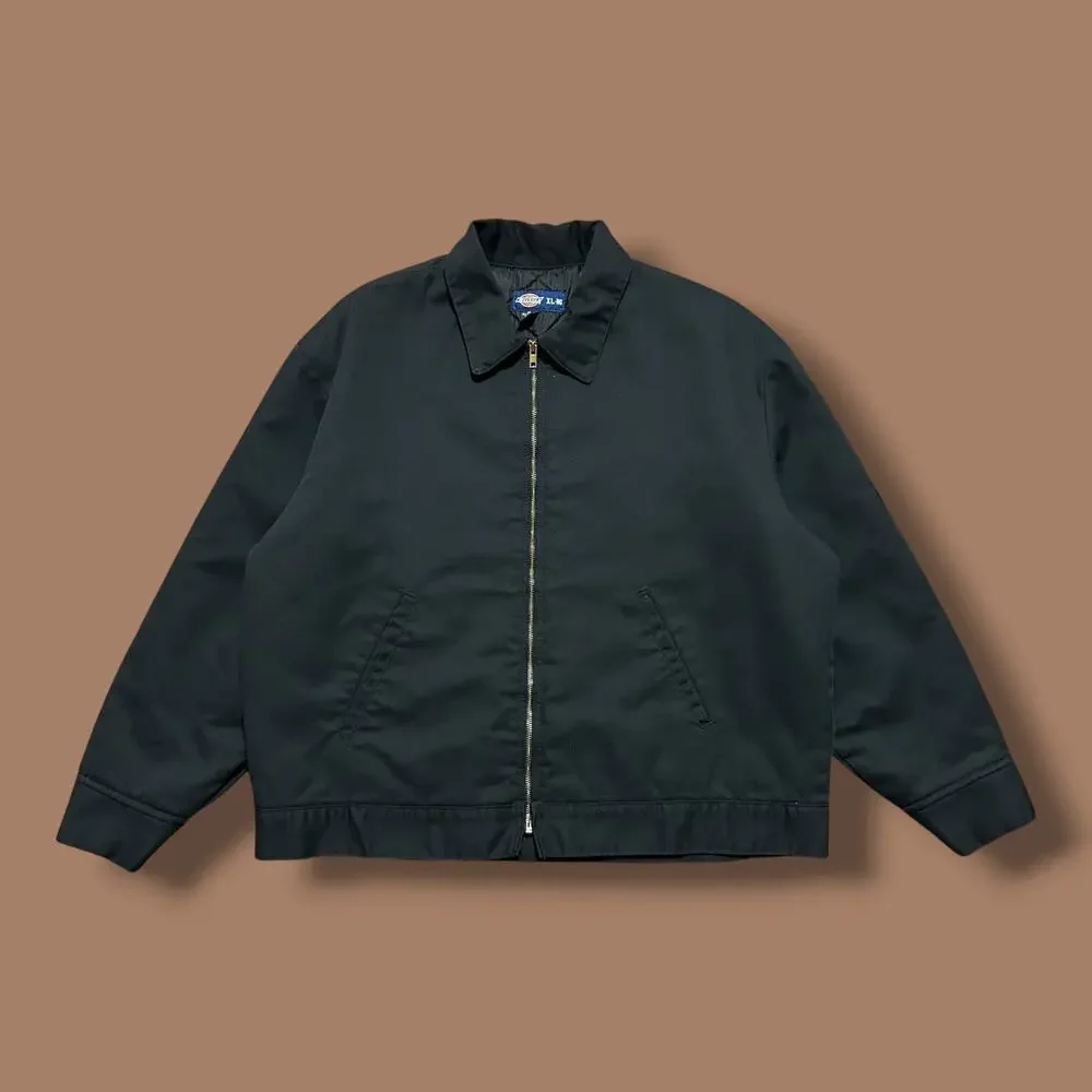 Vintage Dickies Jacket Mechanic Eisenhower Detroit Full Zip Black 90s Mens XL